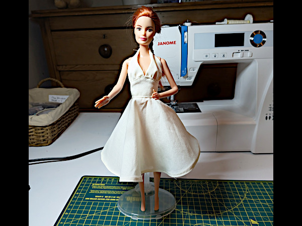 The first version of the Barbie 50s Starlet Dress made in scrap fabric