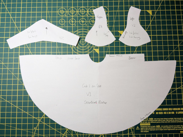 First version of the pattern pieces for the Barbie 50s Starlet Dress