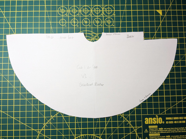 Making the skirt pattern with the facing for the dress closure